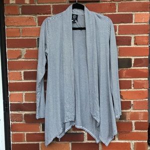 Bobeau black/white striped cardigan